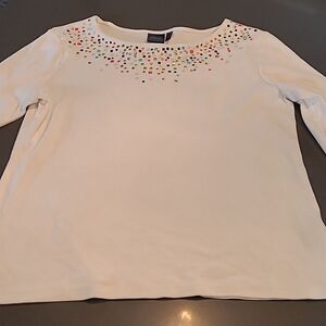 Raffaello sz L/G white 3/4 length with  colorful tiles across bodice